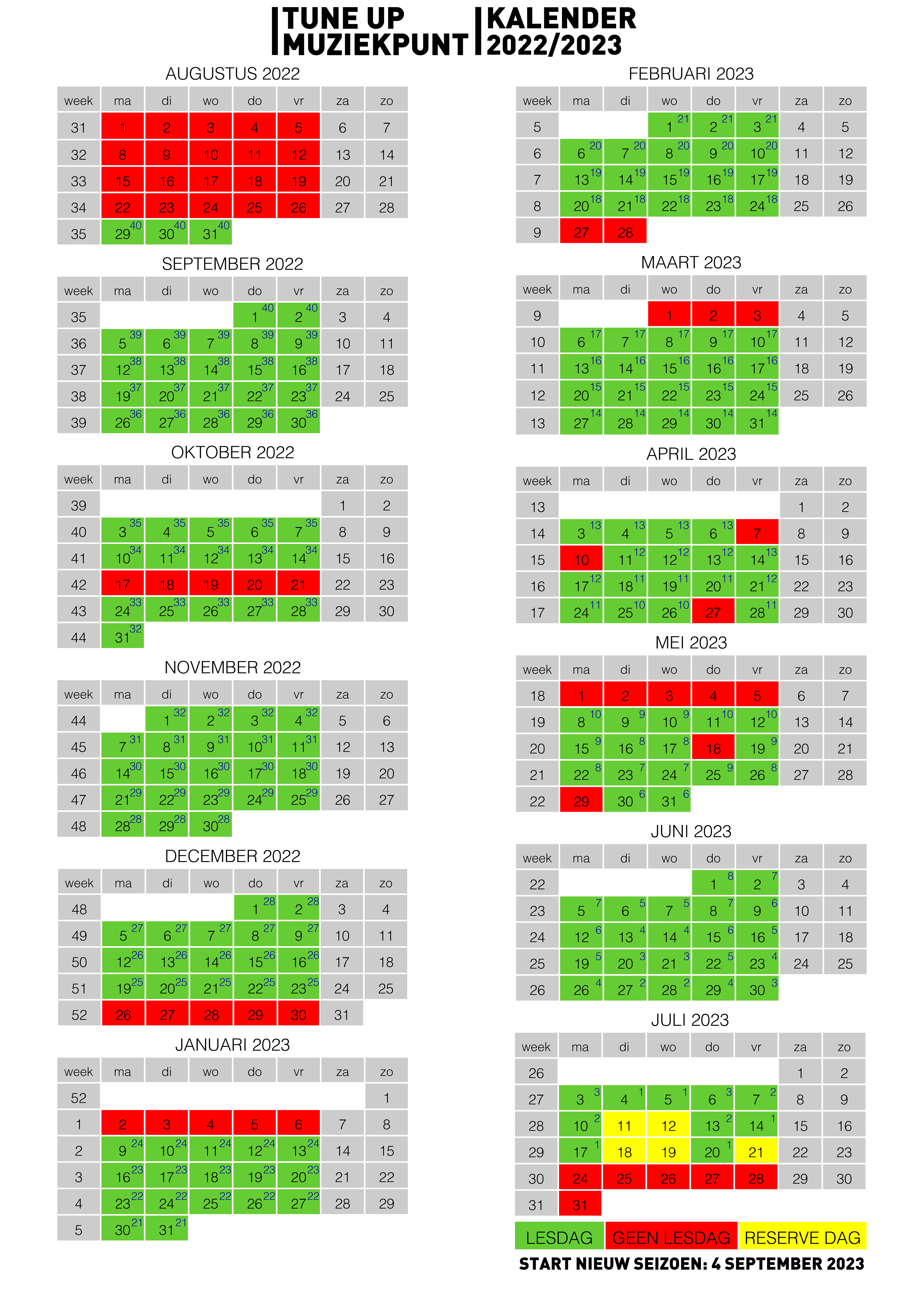 Tune Up Muziekpunt Kalender 2022/2023